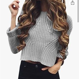 Grey Knit Crop Top Sweater! XL